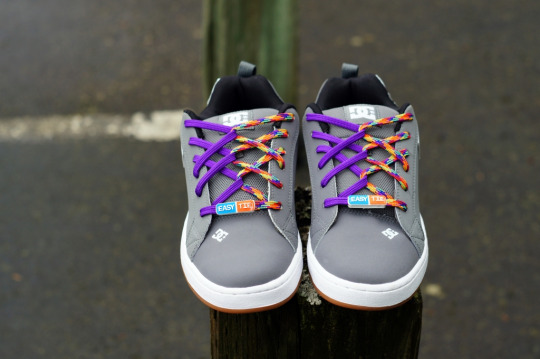 Purple & Rainbow Easy Tie Shoelaces